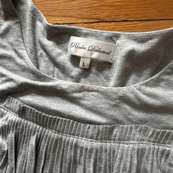 Rinku Dalamal Heather Grey Pleated Swing Dress, Size Large - Picture 4 of 7